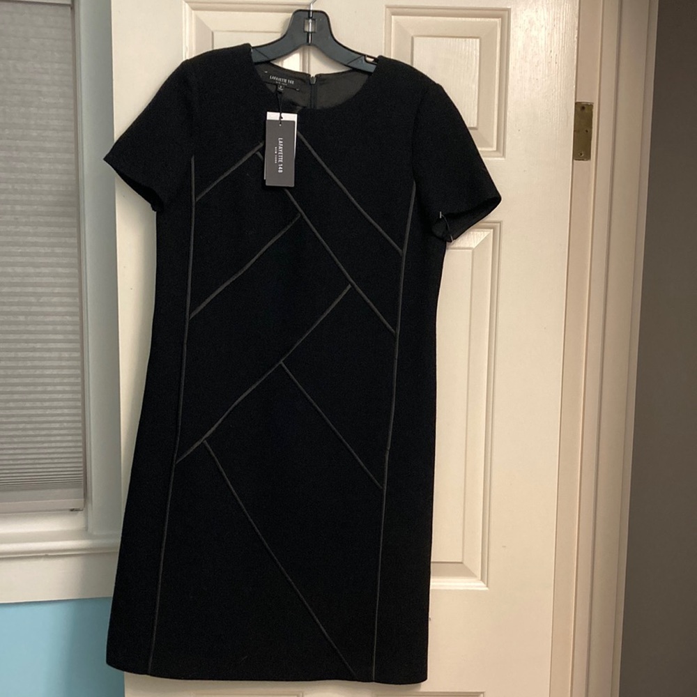 Lafayette 148 New York Small Black 100% Wool Sheath Short Dress Luxury Old Money